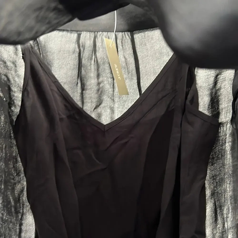 J. Crew Women's Amelia popover shirtdress in drapey viscose twill - Black - XXS
